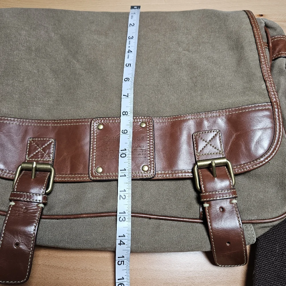 Fossil 54 Canvas Messenger Bag Adjustable Strap Brown